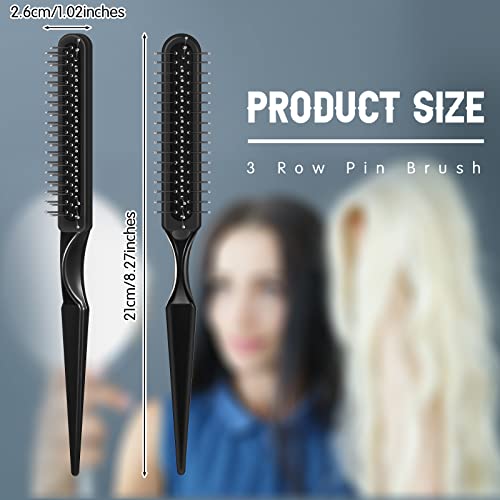 3 peças 3 filas Brush Pushler Brush Black Wig Brush para perucas sintéticas que desembaraçam, definindo e separando cachos