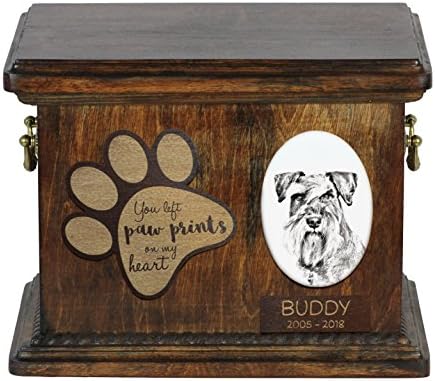 Art Dog Ltd. Schnauzer, urna para as cinzas de cachorro com placa de cerâmica e descrição