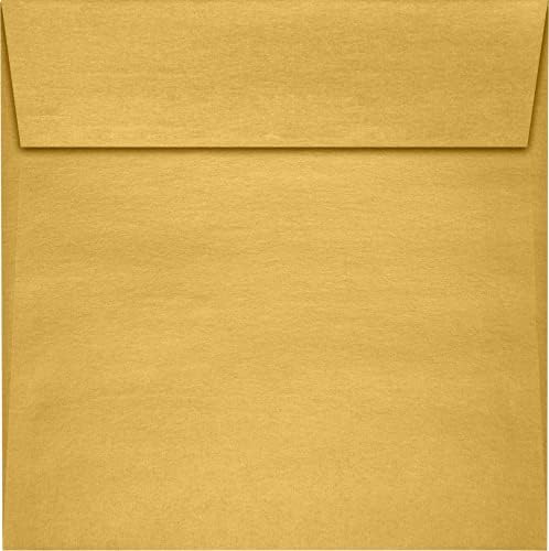 Envelopes de convite de papel de papel lux para 6 1/4 x 6 1/4 cartões em 80 lb. Metálico de ouro, envelopes imprimíveis para convites,