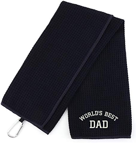 Trendy Apparel Shop Best Dad Dad Bordado Bordado Waffle Microfiber Gold Toalha com Carabiner - Royal