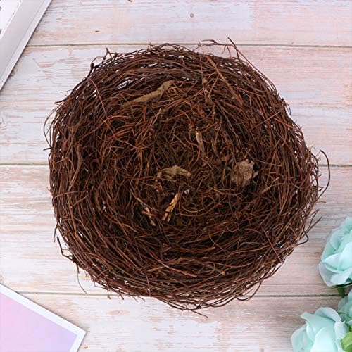 Happyyami 25cm Rattan Bird Nest Ninho de Páscoa Ovo Ovo Ovo de Páscoa Ovo Ninho de Pássaro Artificial Ninho de Pássaro Decorativo Para a Decoração da Partido da Páscoa