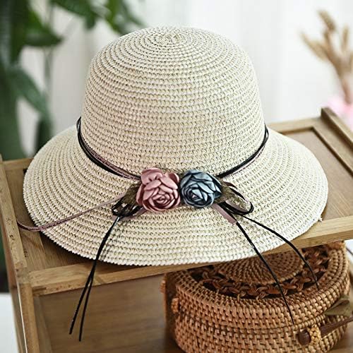 Chapéus de palha para mulheres larga chapéu de sol feminino Casual cor sólida largo chapéu de praia chapéu de palha dobrável