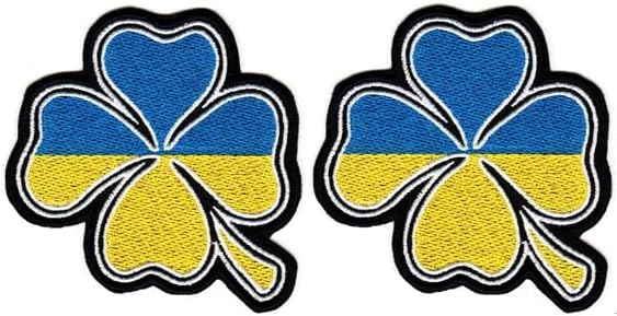 2pcs Ucrânia Lucky Clover Bandeira bordada para bordados para bordados Cradágono de patch gancho e patch bordado em loop
