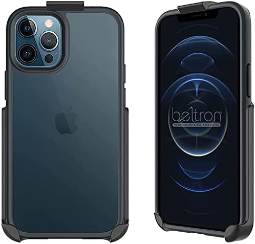 Beltron Clear Back Case com clipe de cinto para iPhone 12 Pro Max, capa de aderência de proteção completa e esbelta e coldre