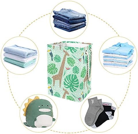 Indivimer giraffe verde grande lavanderia cesto cesto de roupas dobráveis ​​de roupas à prova d'água para o organizador