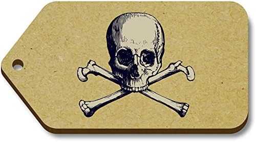 10 x Grandes tags de presente de madeira 'Skull & Crossbones'