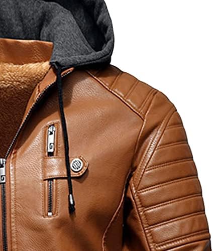 Jaqueta de couro falsificado masculino vintage pu moto à prova de vento casaco de mato de mato de inverno de inverno