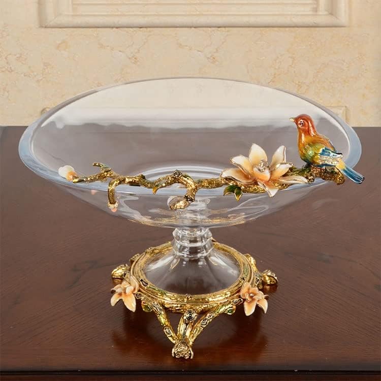 Zhuhw esmalte a tigela de vidro de cristal da sala de estar em casa ornamentos de casamento criativo
