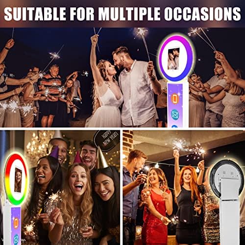 ZlPower portátil Booth Stand Shell Selfie Machine para iPad 10.9 '' '/11' 'Logotipo personalizado sem fotobooth ajustável com luz de anel de LED RGB e estojo de voo para iPad Wedding natal - branco