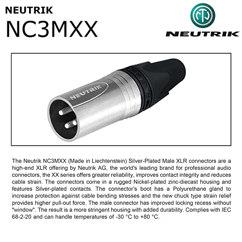 Melhores cabos do mundo 6 unidades - 1 pé - cabo de microfone equilibrado feito sob medida usando fios Mogami 2549 e neutrik nc3mxx & nc3fxx prata xlr plugues