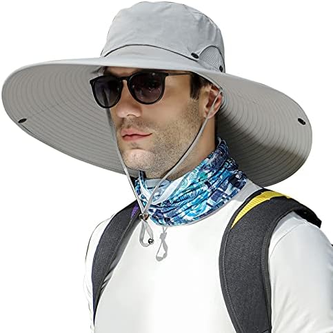 Chapéu de proteção solar amplo de aba soldado de chapéu ventilado unissex para caminhada para caminhada na praia Safari
