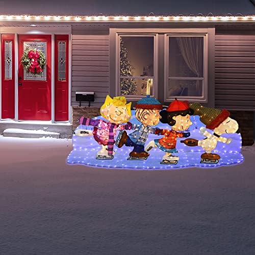 ProductWorks 32 polegadas Peanuts 3D LED LED Holiday Christmas Yard Décé Skate Linus, Blue
