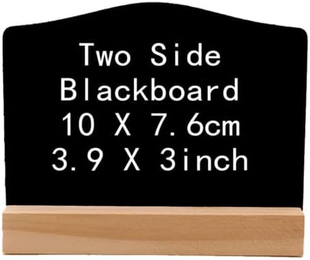 Dengkai Mini Sinais de quadro de quadro de mesa com estandes de madeira - quadro -negro de dupla face para placas de mensagens