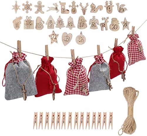 Jojofuny 5 sets decoração do calendário de presentes de corda Faça suas malas de Natal, calendários de tratamento e