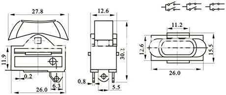 2PCS Secrador de cabelo interruptor Rocker Switch 3 Posição no interruptor Off Boat