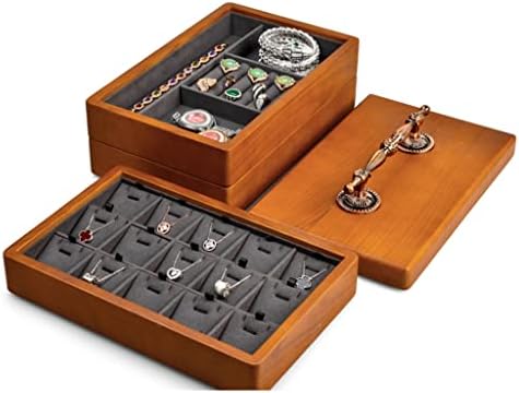 Jahh Multifuncional Wood Box de madeira de alta capacidade Microfiber Jewelry Organizador de joalheria para brincos colar (cor: a, tamanho