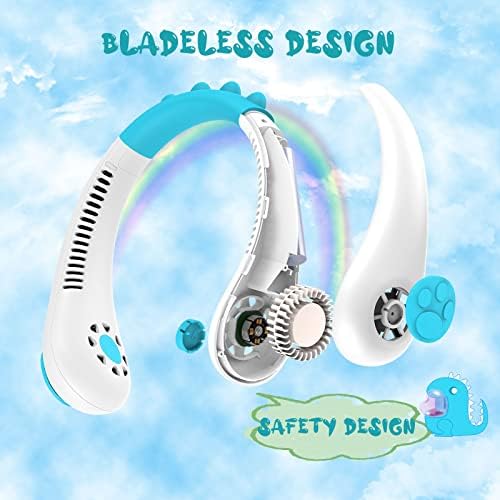Fã de pescoço portátil de trakxy para crianças, mini-ventilador pessoal alimentado por bateria recarregável, fones de ouvido de
