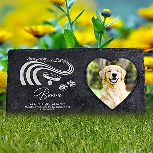 Farfume Personalizado Pet Stones com foto e texto | Marcadores de sepulturas de estimação personalizadas no jardim | Memorial