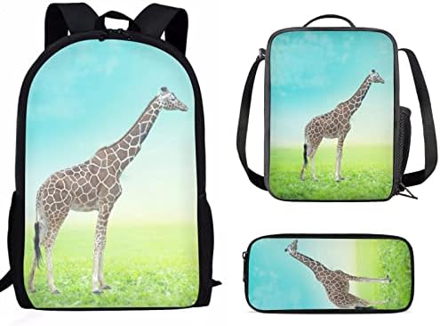 Coloranimal 3pcs Animal Giraffe Prints meninos Backpack Set com lanchone