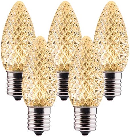 Bulbo de LED de 25 pacote C9, lâmpada de substituição C9 para luz de corda de Natal, base intermediária E17, lâmpadas diminuídas