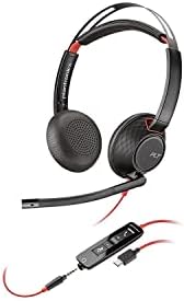 Poly Blackwire C5220T para Chromebook - fone de ouvido com ear duplo com microfones de boom - 3,5 mm para se conectar ao