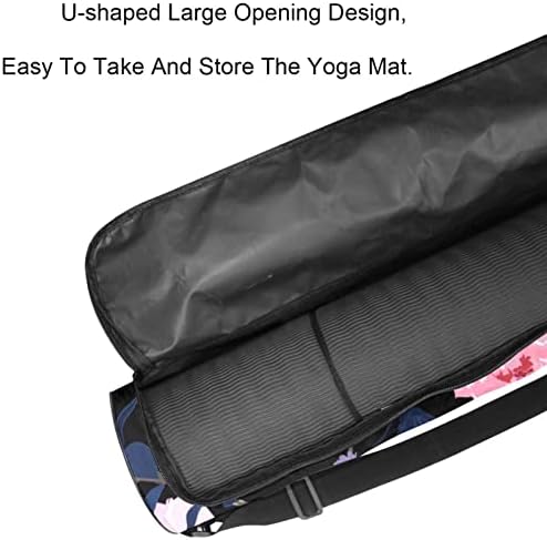 Pink Peony Yoga Mat Bags Full-Zip Yoga Carry Bag for Mulher Men, Exercício portador de tapete de ioga com cinta ajustável