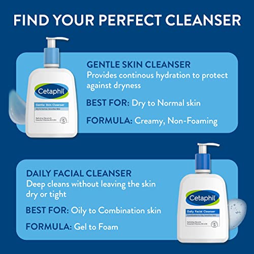Limpador de pele suave de Cetaphil 20 fl oz, lavagem de rosto hidratante e lavagem corporal, ideal para pele sensível, seca,