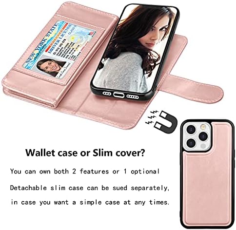 NJJEX Compatível com iPhone 13 Mini Case/iPhone 13 Mini Wallet Case 5.4 , [9 slots de cartas] Pu Credition titular