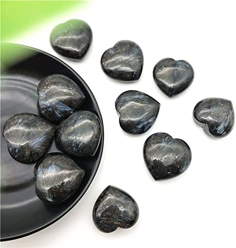 Shitou22231 1pc Natural Beautiful Astrophyllite Heart Shape Quartz Crystal Poly Celing Stones e minerais cálculos de cura