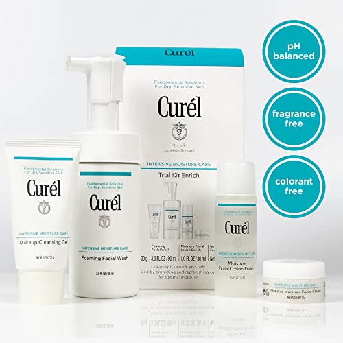 Curel Japanese Skin Care Kit Kit Enriqueça, Rotina de Skincare de duas semanas para pele seca e sensível, Cuidados com a pele de