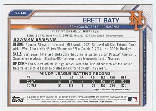 2021 Bowman Draft BD-130 Brett Baty RC Rookie New York Mets MLB Baseball Trading Card