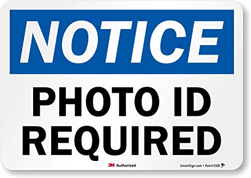 SmartSign-S-5218-PL-10 Aviso-ID da foto necessária Sign | 7 x 10 plástico preto/azul em branco
