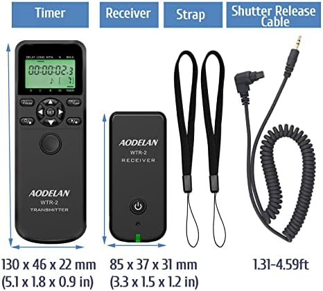 Aodelan Wireless Timer Remote Chutter Libere o controle remoto compatível com EOS R5, 6D II, 1DX II, 1DX III, 1DS III, 1DS II, 1d