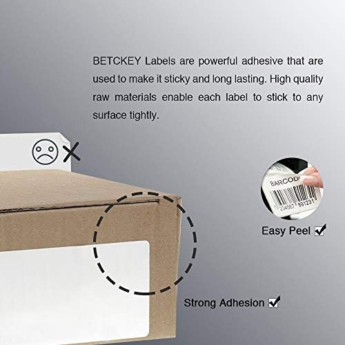 Betckey - 4 x 3 Etiquetas de remessa e multiuso compatíveis com impressora de etiqueta Zebra & Rollo, adesivo premium