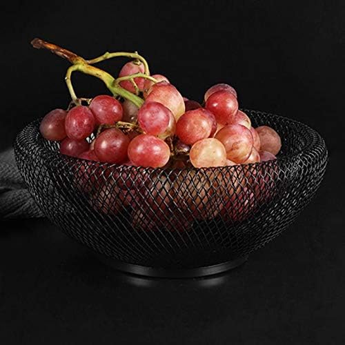 Yollo Metal Mesh Mesh Bancada lanches de frutas Basket Basket Stand para cozinha, suporte de peça central de mesa decorativa preta