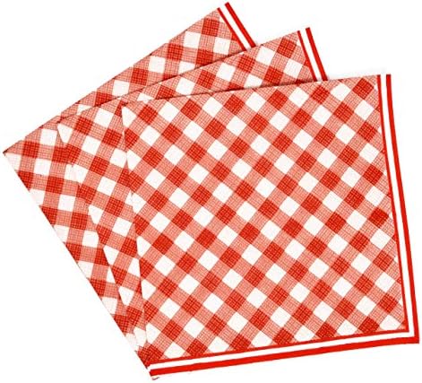 100 guardanapos vermelhos para almoço de guingão vermelho e branco xadrez de papel de papel de papel de papel de festas de papel