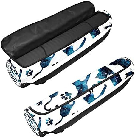 Céu estrelado e gatos Yoga Mat Bags Full-Zip Yoga Carry Bag para homens, Exercício de ioga transportadora com cinta ajustável