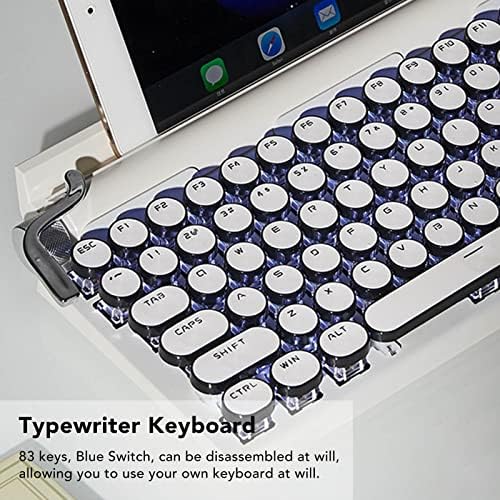 Teclado da máquina de escrever PUSOKEI, teclado retrô, 83 teclas Blue Switch Bluetooth5.0, teclado de jogos de máquina de escrever