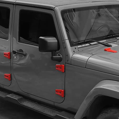 Tampa da dobradiça da porta de Cherocar e acessórios externos da tampa da porta traseira Decoração para Jeep Wrangler JK JKU 2/4 PORTA 2007-2017, RED