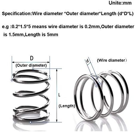 Hardware Pressão da mola mola y Tipo mola 304 Fio de mola de aço inoxidável Dia 0. 3 mm Diâmetro externo 4mm comprimento 5-50mm 10pcs