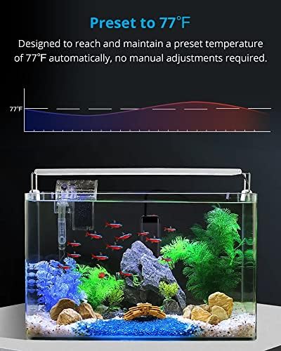 Aquecedor Betta de Aquário Mini Nicrew, 15/25/35/50/75W aquecedor de tanque de peixe, 75 watts, 20 galões