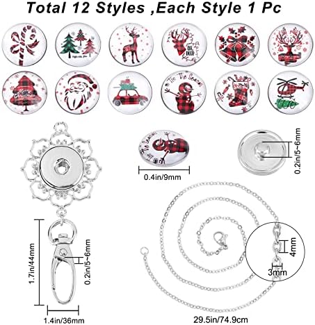 Sunnyclue 1 Box 12 Styles Christmas Badge cordão Id Id Batch Holder Office Titular Cadeia com 12pcs liga de liga breakawe