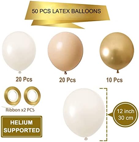 Areia branca de ouro Balões neutros, 50pcs de 12 polegadas Balões neutros corarem balões de látex de areia branca de ouro para