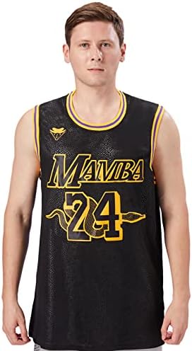 Ihutto Mens Basketball Jersey 24: Bordando camisas Fahion camisas de basquete para fãs pretos