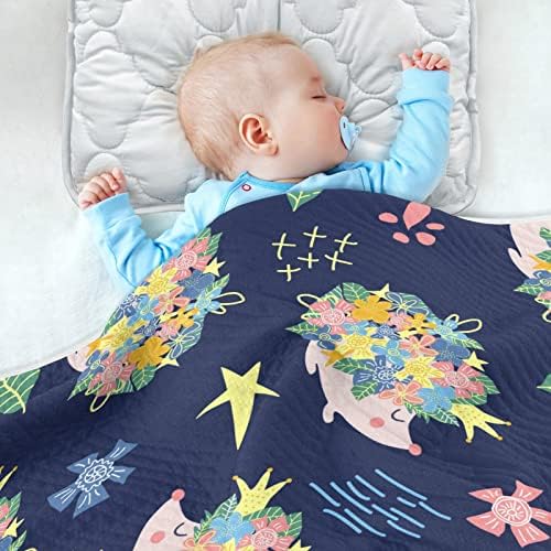 Cobertor de arco de arco de arco de arco de arco de argolo para bebês, recebendo cobertor, cobertor leve e macio para berço, carrinho, cobertores de berçário, 30x40 in, azul