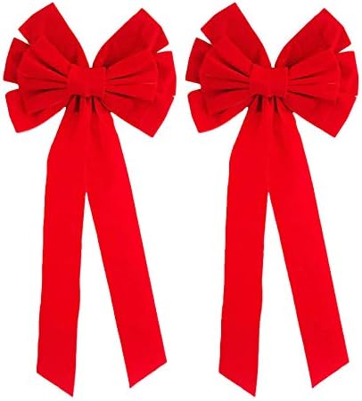 Marca de pato preto Conjunto de 2 arcos de Natal de férias festivas de veludo vermelho - perfeito para se preparar