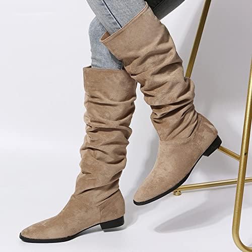 HCJKDU MULHERES BOTAS MEDO CALF RETRO CUSO CASual Sapatos de bota ocidental Cavaleiro Cavaleiro quente Saltos baixos