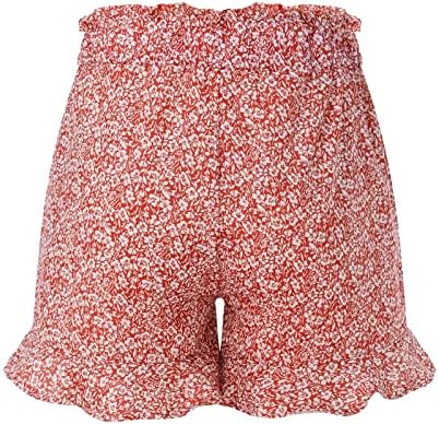 Shorts longos para mulheres shorts casuais femininos elásticos na cintura alta bagunça floral estampa floral shorts confortáveis ​​de verão