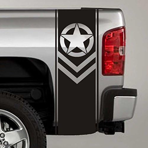 Jeepazoid Skunkmonkey - Decalque de listra da cama de caminhão - Estrela do exército Chevrons Universal Fit - Black Sticker -