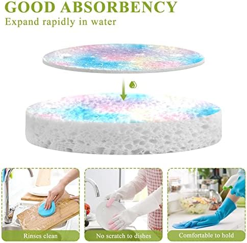 Alaza Rainbow Galaxy Starry Songe Sponge Kitchen Cellulose Esponges para pratos Lavando banheiros e limpeza doméstica, não arranhões e ecológicos, 3 pacote